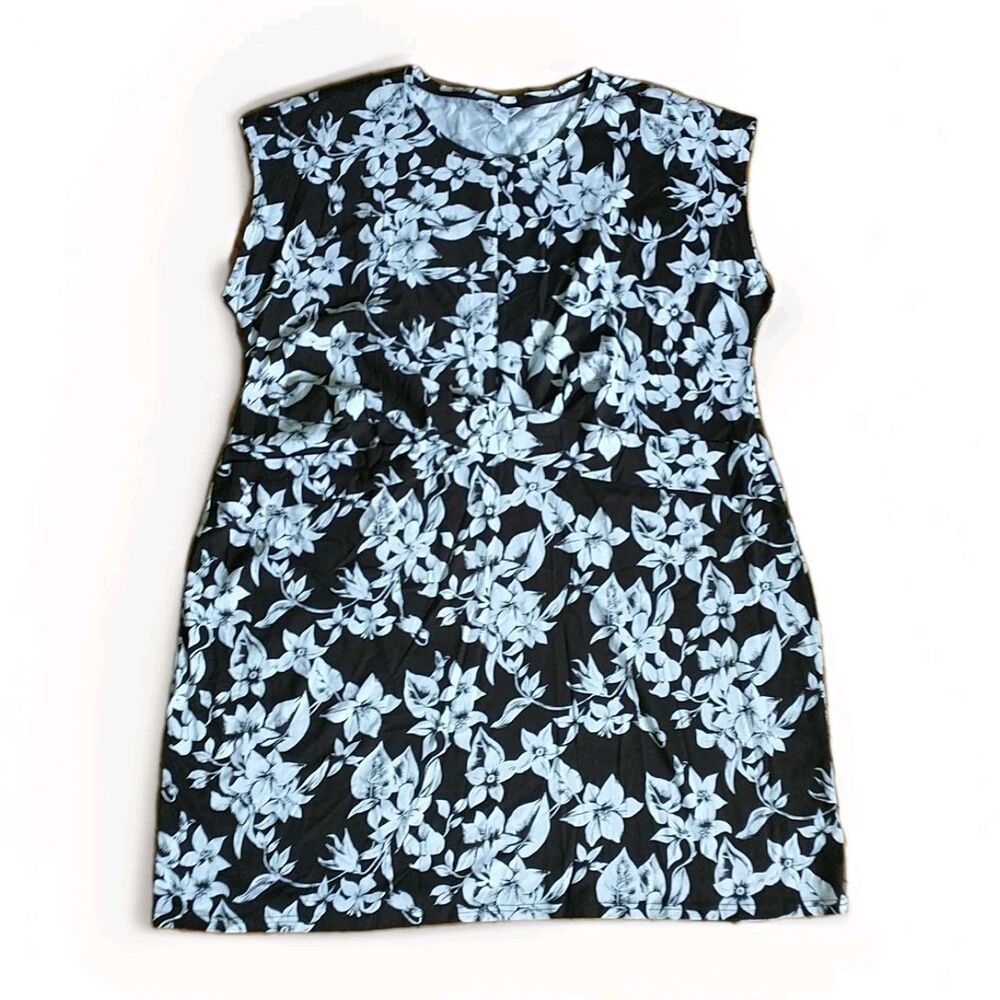 LIZ CLAIBORNE Shift Dress 3x Brown Floral Short Sleeve T Shirt Pencil